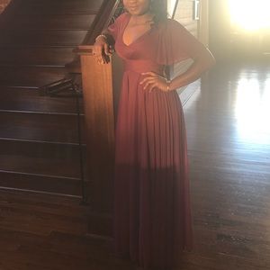 David’s Bridal Wine Bridesmaid Maxi Dress for Wedding